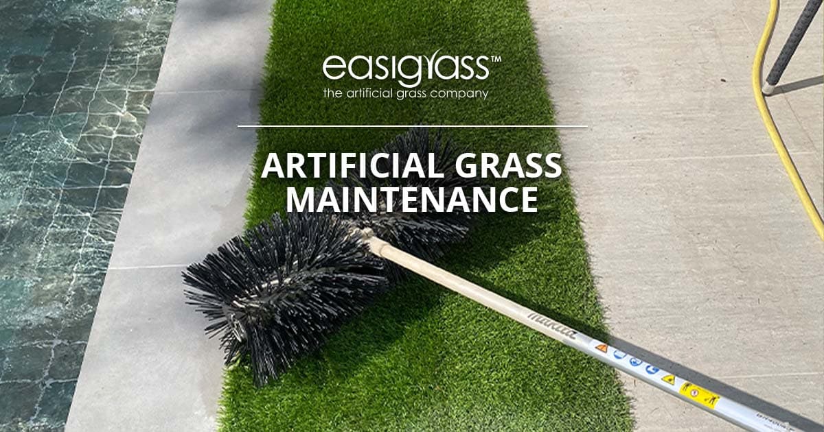 Professional artificial grass maintenance in a Dubai garden